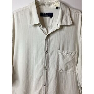 Nat Nast Luxury‎ Textured Men's Short Sleeve Silk Blend Shirt Ivory Size XL
